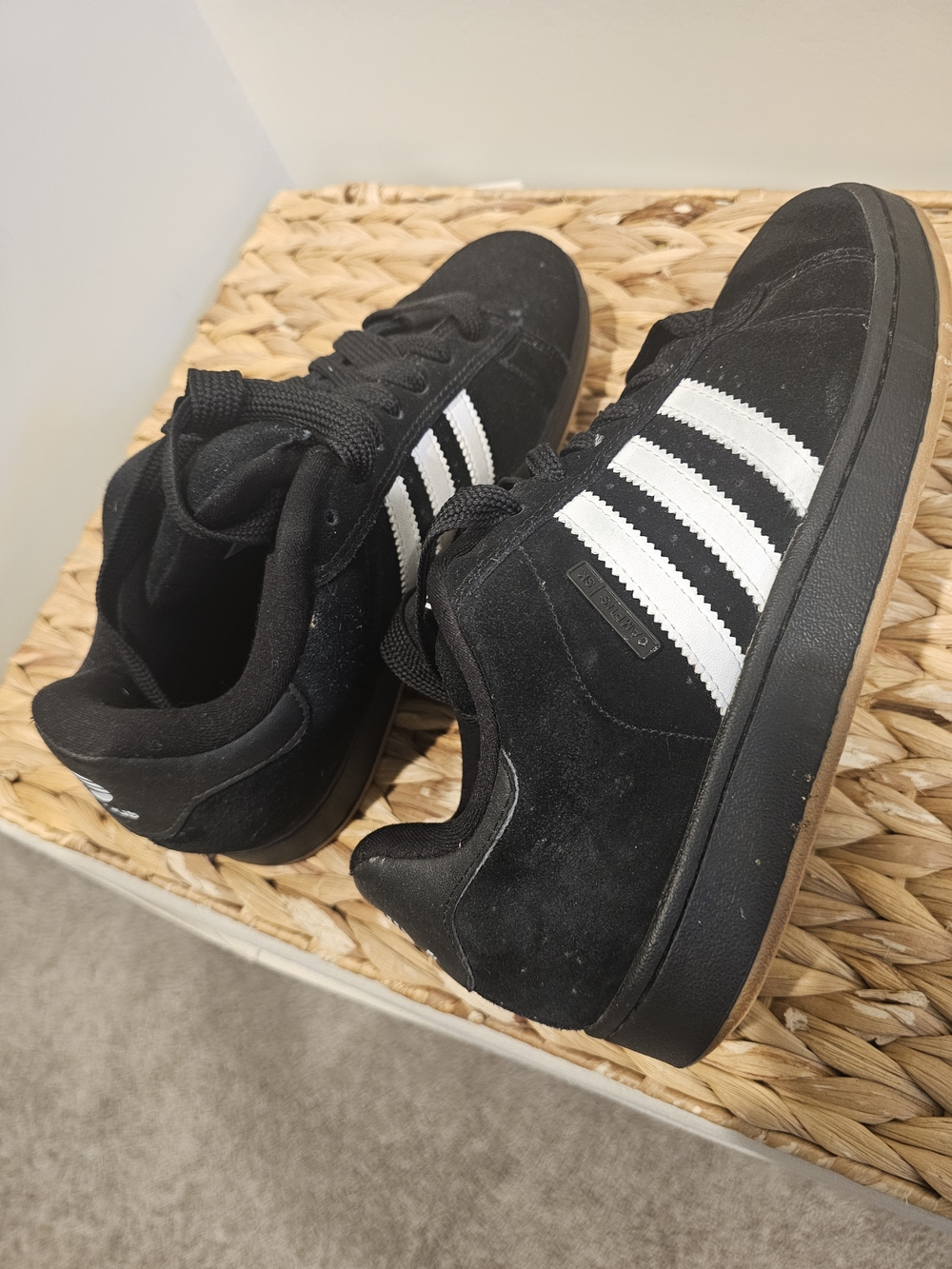 adidas Originals Black Suede Sneakers with White Three Stripes